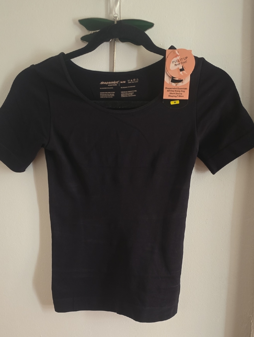 Shapermint Black Short Sleeve Shaping Tee Medium